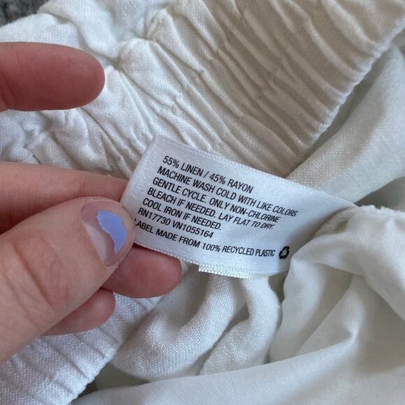 A New Day Pants Large Linen Wrap Cropped Stretch Pull On White Boho Beach L - Picture 9 of 16